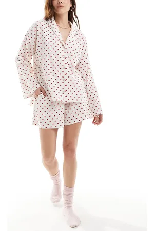Lindex Seersucker pyjama top in heart print