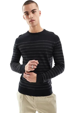 French Connection French Connection crew neck jumper in grey and navy stripe