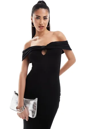ASOS Bow detail bardot midi dress in