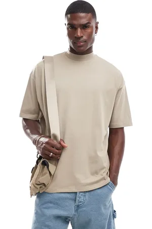 ASOS Essential oversized high neck t-shirt in stone