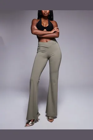 ASOS Slinky base layer flare with V waist band in khaki