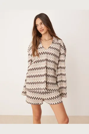 ASOS Mini short co-rd in brown chevron stripe