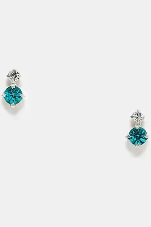 Kingsley Ryan Double gemset stud earrings in clear and blue
