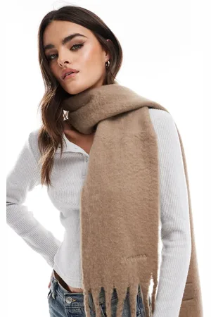 Pieces® Medium super soft tassel scarf in beige