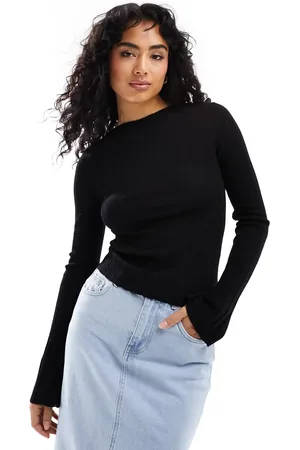 & OTHER STORIES Merino wool knitted variegated rib top with boat neck in