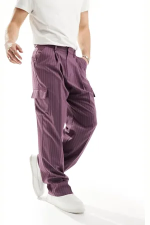 ASOS High waist extreme wide smart trousers with cargo pockets in pin stripe
