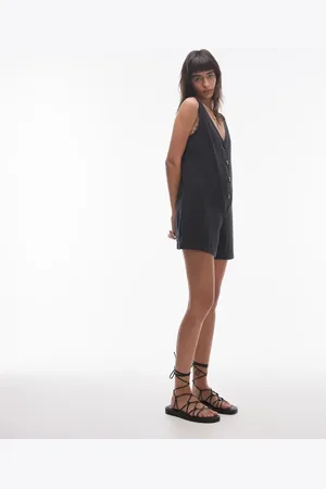 Topshop Button down playsuit in cupro