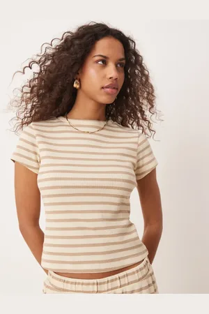 ASOS Waffle baby tee co-ord in neutral stripe
