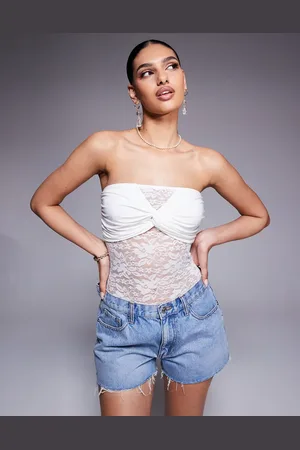 ASOS Lace twist detail bandeau bodysuit in