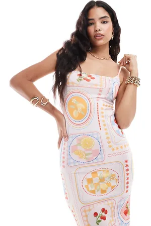 Miss Selfridge Postcard print square neck cami maxi dress