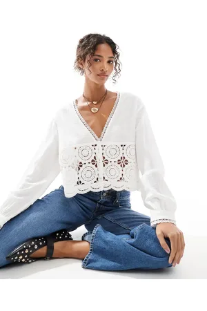 ONLY Pointelle details cropped blouse in