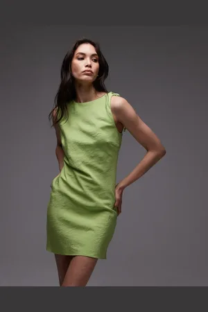 Topshop Aline cupro backless mini dress in lime