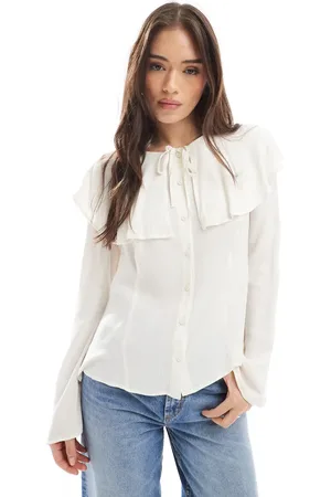 Miss Selfridge Tie front cape blouse in ivory