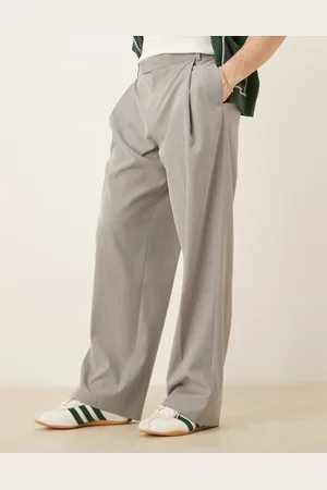ASOS Smart wide leg trousers with deep pleats in light