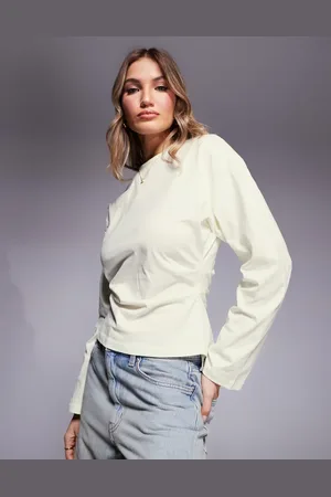 ASOS Corset waist long sleeve tee in coconut milk