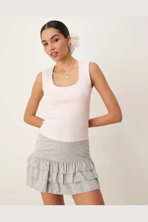 Gina Tricot Embroidered edge cotton vest in