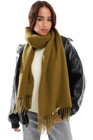 ASOS Supersoft scarf with tassels in pea