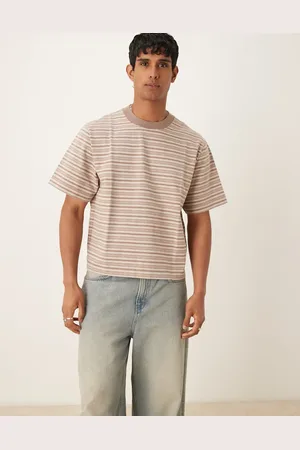 Abercrombie & Fitch Premium heavy weight cropped t-shirt in stripe