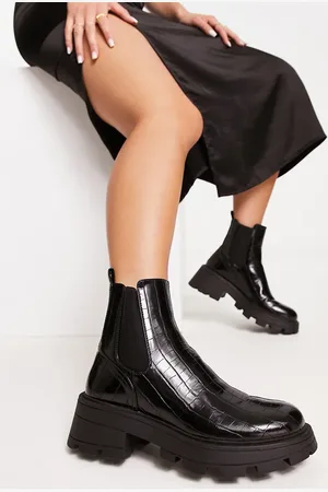 Topshop Bella chunky chelsea boot in croc