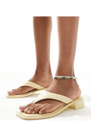 ASOS Finale toe thong heeled mule sandals in buttermilk