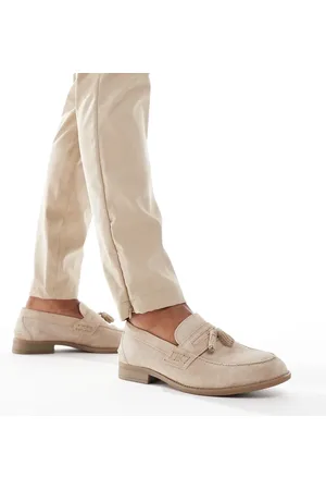 River Island Faux suede tassel loafers in stone