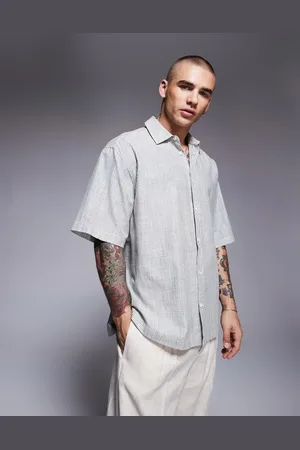 ASOS Oversized stripe shirt in stone