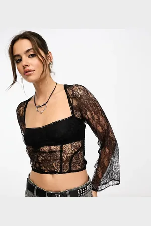 Reclaimed Long sleeve lace corset top