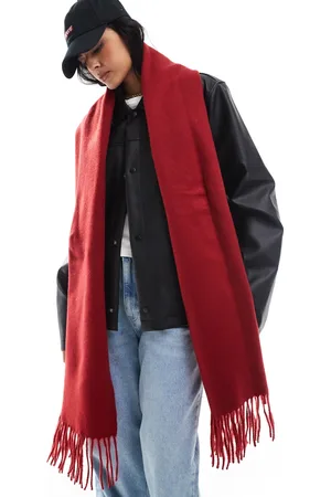 ASOS Supersoft scarf with tassels in burgundy