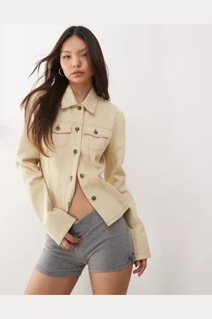 Lioness Rider cinch detail denim jacket in ecru