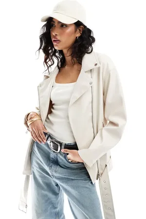 ASOS Longline oversized faux leather biker jacket in