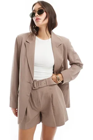 ASOS Tailored blazer with linen in clay co-ord