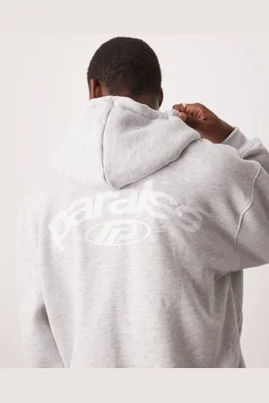 ASOS Oversized zip through hoodie with print detail in marl