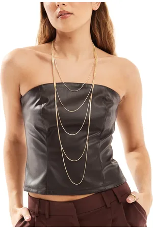 ASOS Multirow long necklaces with fine snake chain in tone