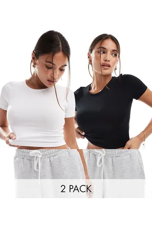 ASOS Fitted crop t-shirt in 2 pack SAVE