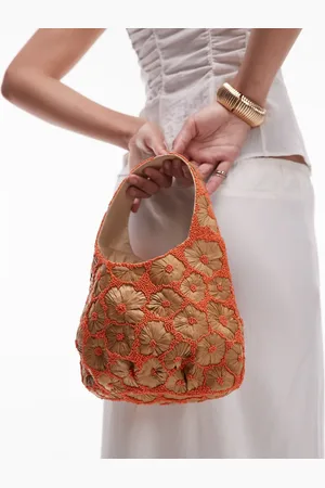 Topshop Sindri floral embellished bag in natural &