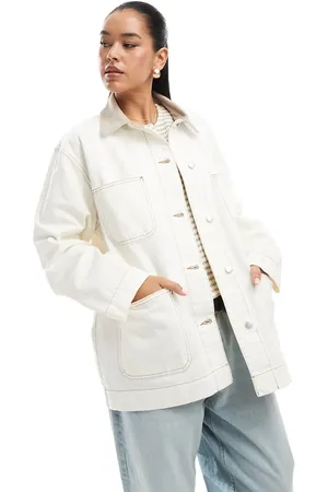ASOS Denim barn jacket with contrast collar in ecru