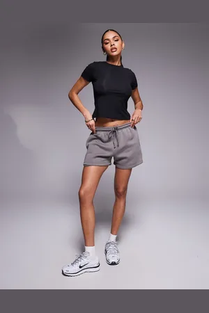 Missyempire Exclusive drawstring waist sweat short in charcoal