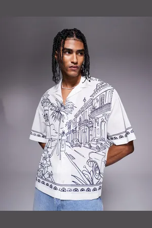 ASOS Boxy oversized shirt in with placement print