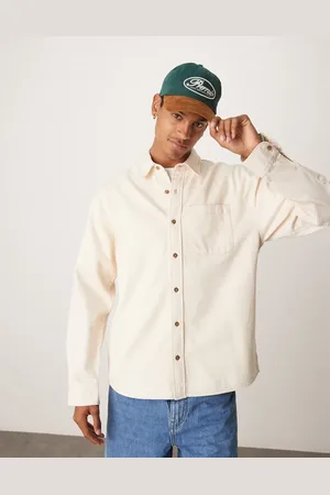 Abercrombie & Fitch Long sleeve denim shirt in cream