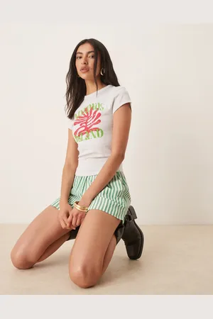 ASOS Baby tee with mykonos coral graphic in ice marl