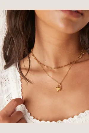 ASOS Waterproof stainless steel multi-row necklace in tone with heart pendant
