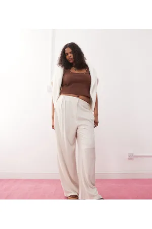 COLLUSION Plus relaxed woven trousers in stone - STONE