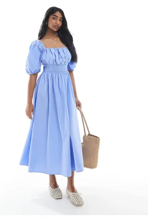 VERO MODA Puff sleeve milkmaid style midi dress in