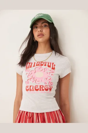 ASOS Baby tee with mindful energy graphic in ice marl
