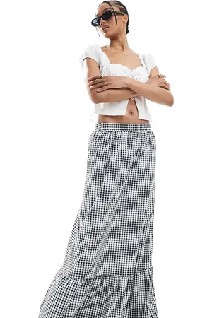 VERO MODA Tiered hem maxi skirt in gingham print