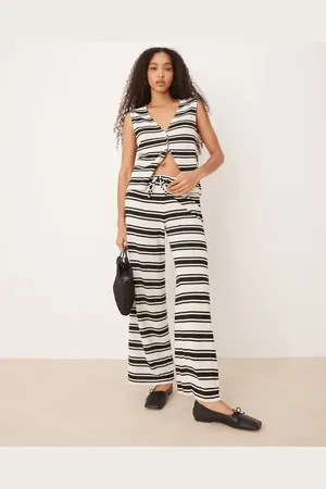 ASOS Wide leg trouser co-ord in knitted mono stripe