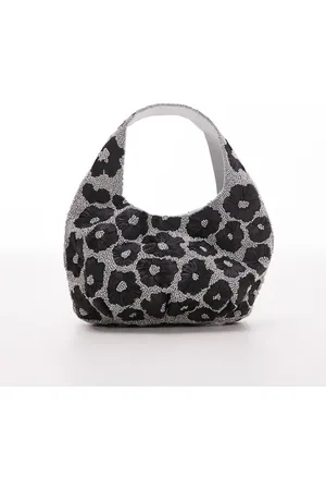 Topshop Sindri floral embellished bag in & silver