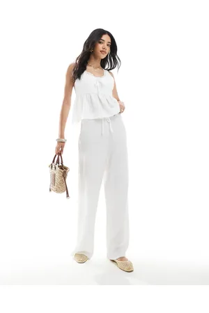 Miss Selfridge Textured jersey straight leg trouser co ord in ecru