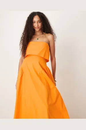 ASOS Fold over bandeau midi dress with godets in