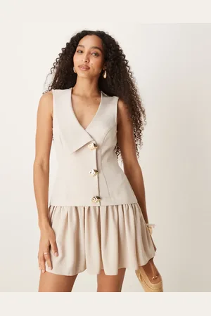 ASOS 2 in 1 waistcoat mini dress in vanilla cream